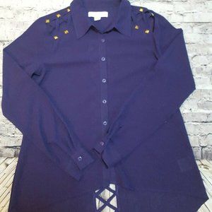 Nicki Minaj Ladies Size Small Purple Studded Button Down Top Blouse